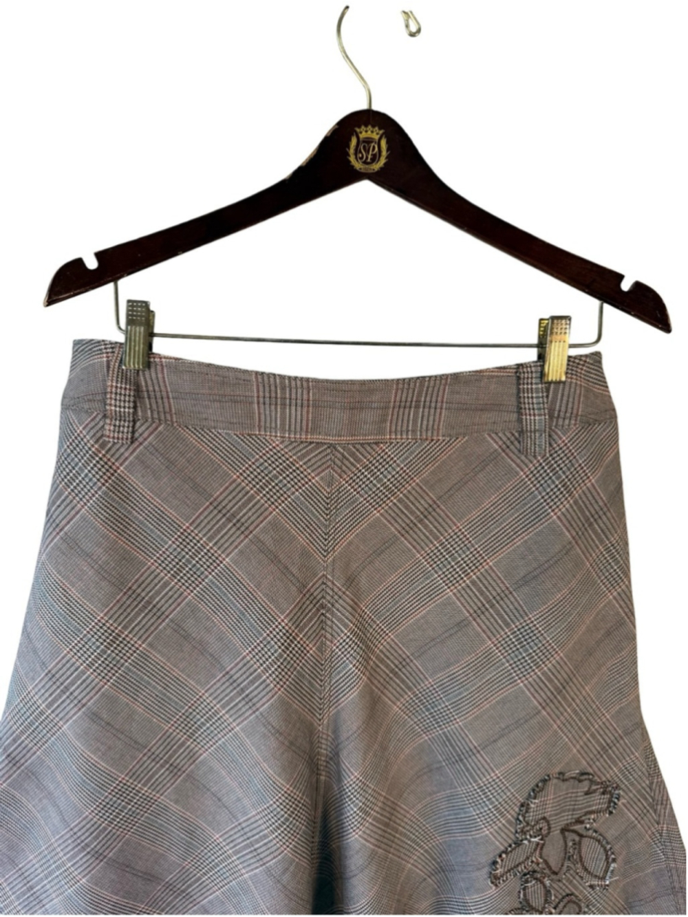 Jessica Sport Brown Tweed Embroidered A-Line Skirt Size 12 Preppy Cottagecore - Picture 8 of 12